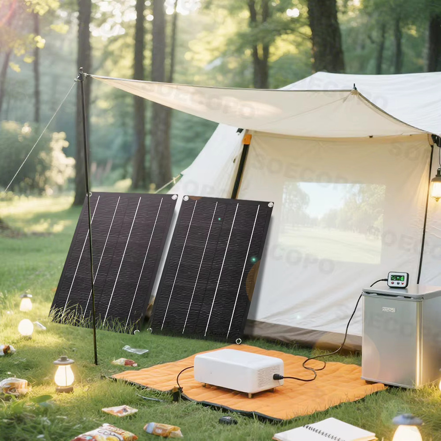 SOECOPO 1600 W Tragbares Solarpanel-Set in Schwarz, 18 V, inklusive 2 flexible Solarmodule und 100-A-Controller für Camping - Bild 2