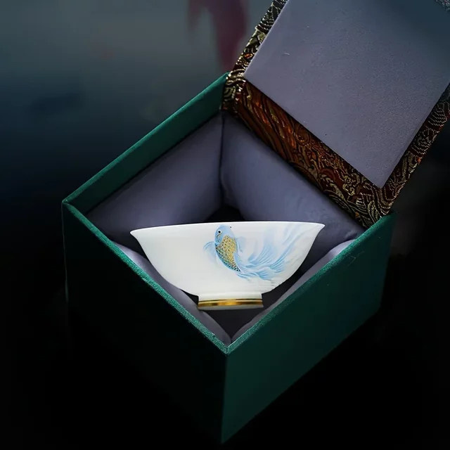 Exquisite Bambushut-Teetasse aus weißem Porzellan, 100 ml - Bild 1