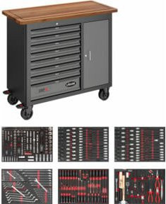 Vigour Werkbank V5158 in Schwarz und Grau mit 375 Werkzeugen, Gesamtlänge: 109,1 cm - Bild 1