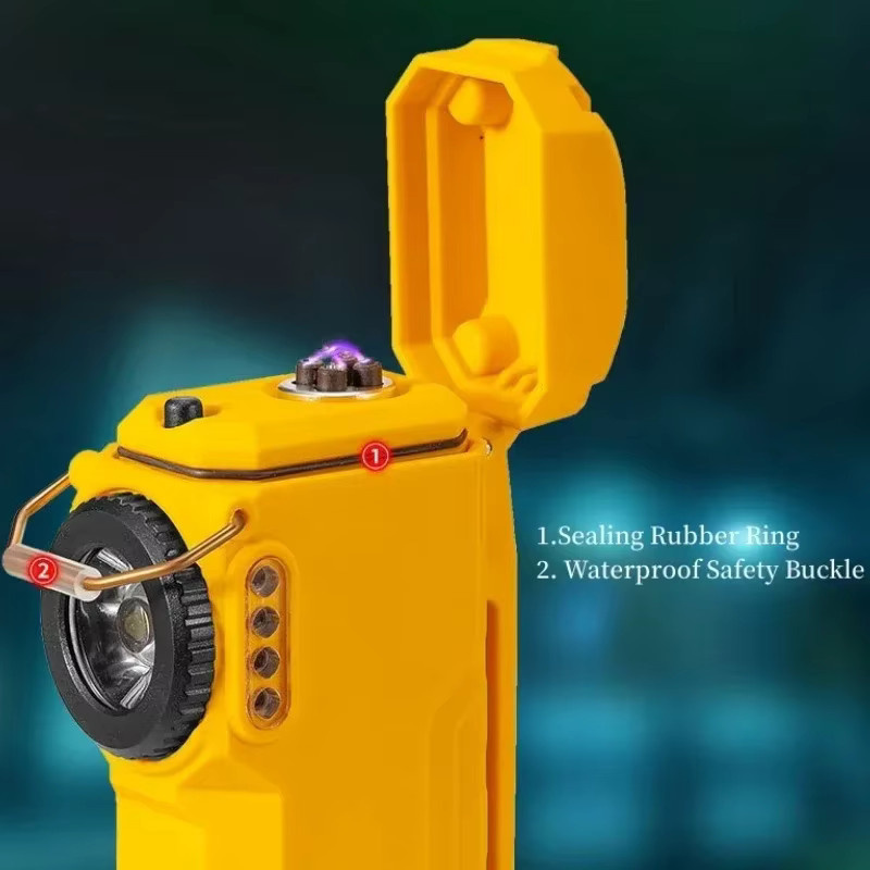 Multifunktionale Outdoor-Taschenlampe mit Dual-Arc-Licht, Notlicht und Feuerzeug, wind- und wasserdicht, Farbe: Grün - Bild 5