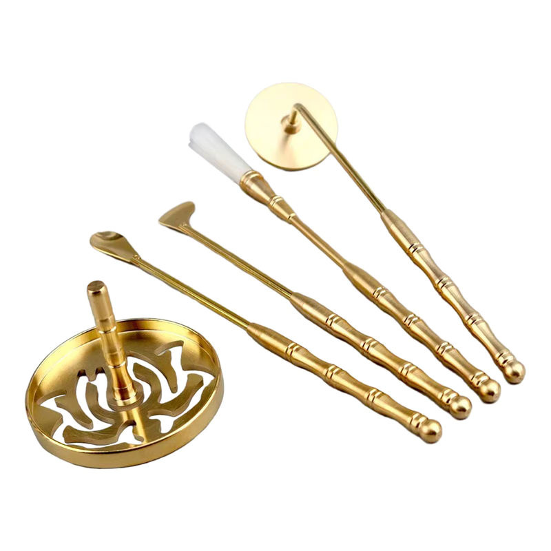 Kesoto 5-teiliges Messing-Räucherstäbchen-Set in Gold für Weihrauch-Zeremonien, Yoga und Meditation - Bild 3