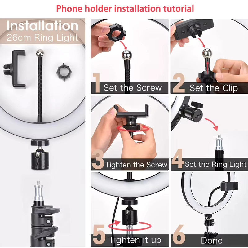 Viesrita LED Selfie-Ringlicht mit Augenschutz für Fotografie und Heimstudio, Durchmesser: 16 cm, 26 cm oder 33 cm - Bild 2