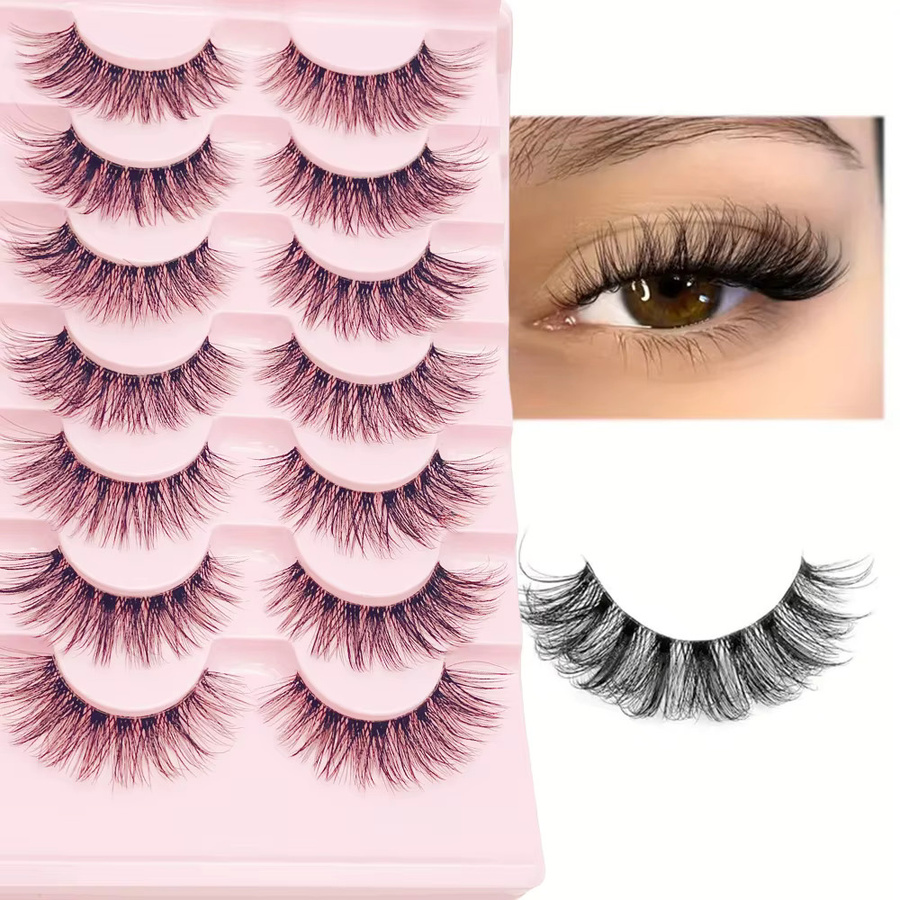 LIMEIKAI Falsche Wimpern, 7 Paar, natürlich, Fischschwanz-Stil - Bild 3