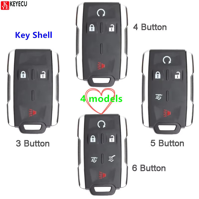 KEYECU Ersatzgehäuse für Chevrolet Colorado Silverado 1500 2500 3500 Sierra Remote Key Shell Case Fob in Schwarz mit 3, 4, 5 oder 6 Tasten - Bild 3