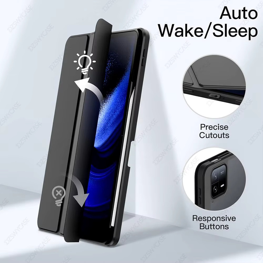 Stoßfeste Tablet-Hülle für Xiaomi Mi Pad 6 und Mi Pad 6 Pro (11 Zoll, Modell 2023) mit Stifthalter, Rückenständer und Auto Wake/Sleep Funktion in Pink oder Schwarz - Bild 2