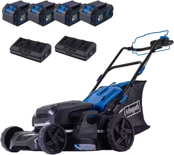 6in1 Akku-Rasenmäher Set XL2x2 BC-MP470-X inklusive 4x 4Ah Akku und 2x 4,5A Doppelladegerät - Bild 1