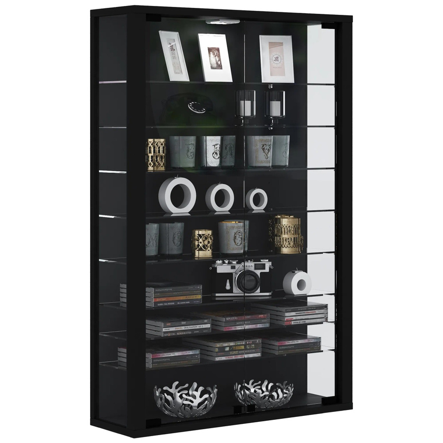 VCM Wandvitrine Vitrosa Mini in Schwarz mit LED-Beleuchtung und Glasregalen, B/T/H: 59 x 18 x 90 cm - Bild 4