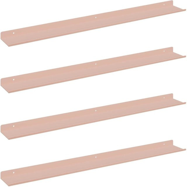 vidaXL Schwebendes Regal Set aus Metall in Rosa, 4 Stück, Wandmontage, B: 80 cm, T: 9 cm, H: 2,5 cm - Bild 1
