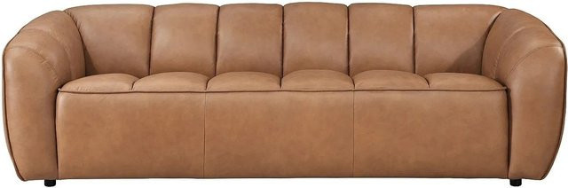 Pradoni Sofa aus Rindsleder in Kamel mit Steppeffekt, Breite: 234 cm - Bild 1