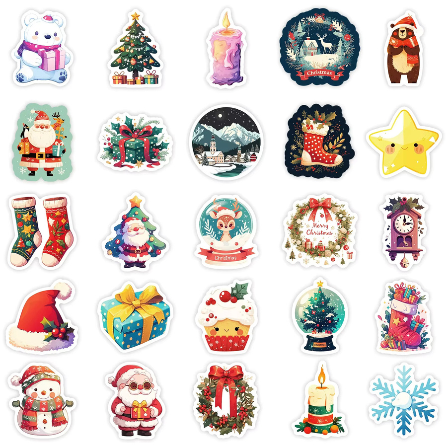 50 Stück GOGOTU Weihnachten Cartoon Aufkleber in Multicolour für Geschenke, Laptops und Gepäck - Bild 3