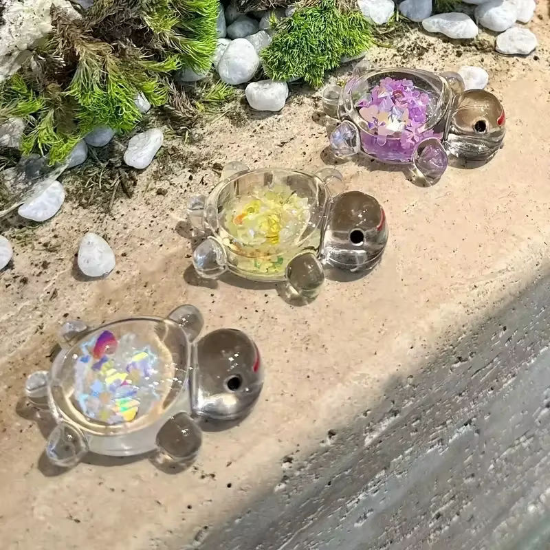 10 Stück Mini leuchtende Meeresschildkrötenstatuen aus Kunstharz in transparent für Garten-Mikrolandschaften und DIY-Perlenhandwerk - Bild 3