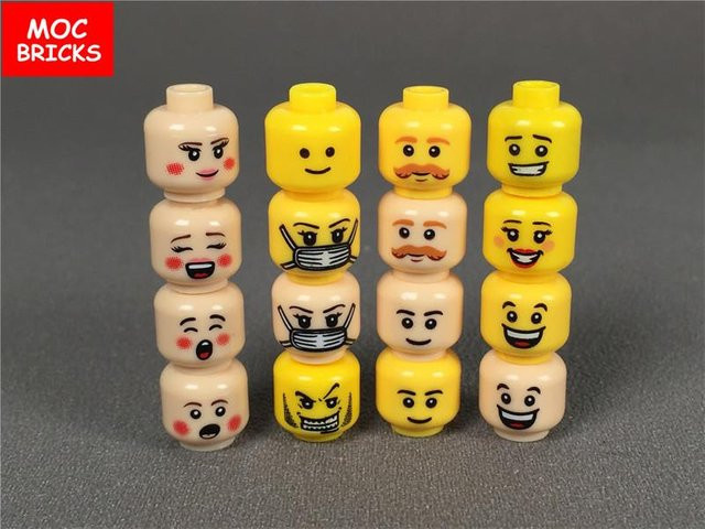 Yiran toy MOC Steine Figur Gesicht Junge und Mädchen Kopf Ausdruck, Bausteine Spielzeug, ab 6 Jahren - Bild 1
