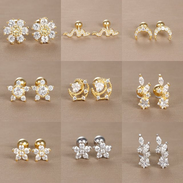 Maodane Ohrstecker Edelstahl, Gold, Zirkonia, Damen, Vintage - Bild 1