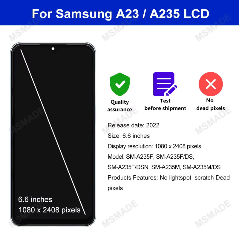 Samsung Galaxy A23 4G Display Ersatz LCD Touchscreen Baugruppe in Schwarz für SM-A235F/DS und SM-A235M, 6,6 Zoll - Bild 2