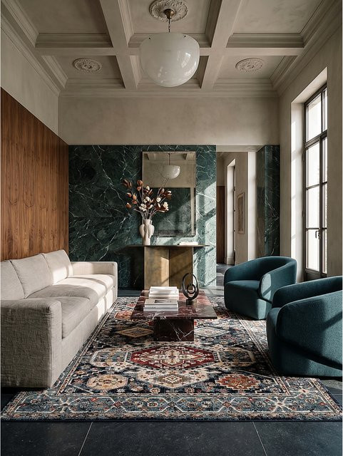 Geometrischer Teppich Blau Kadima Design B: 160 cm, T: 230 cm - Bild 1