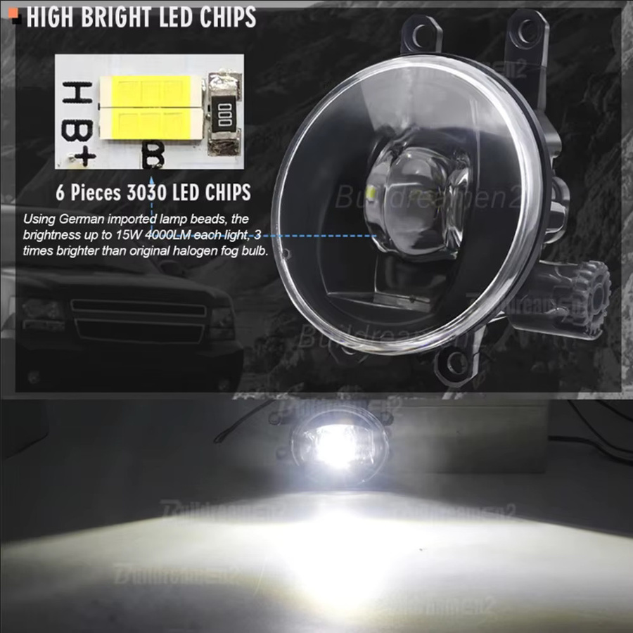 Buildreamen2 LED Nebelscheinwerfer und Tagfahrlicht Baugruppe in Schwarz für Toyota Aygo (AB20) 2009-2012, H11, 12V, 2x30W - Bild 2