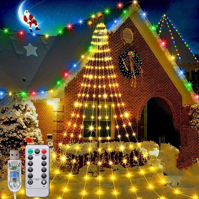 Peach Forest LED Wasserfall Lichterkette mit 180 LEDs als Eiszapfen-Dekoration für Weihnachten und Feiern via USB-Stecker - Bild 1
