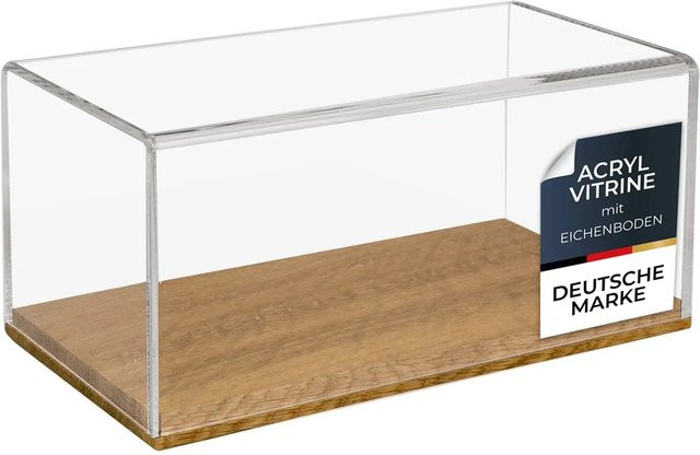 HMF 46873 Acryl Vitrine Schaukasten mit Holzsockel für Modellautos, Transparent, B/T/H: 30 x 15 x 14 cm - Bild 1