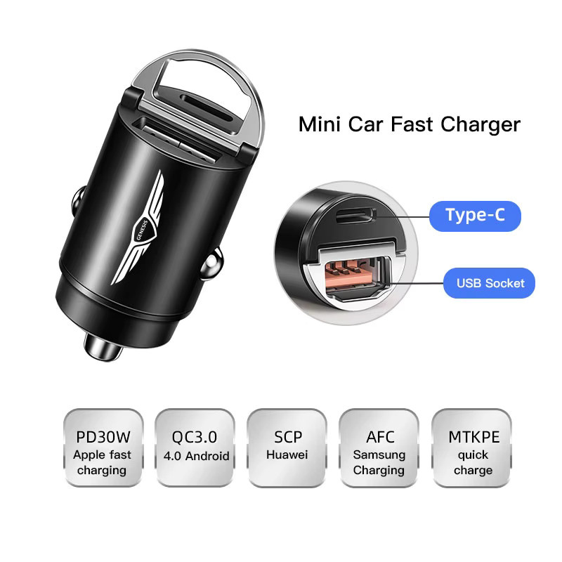 Genesis 100W Autoladegerät mit 5 Ports und LED-Digitalanzeige in Schwarz für G80 GV70 GV80 GV60 G70 Essentia Neolun G90 GV90 X - Bild 2