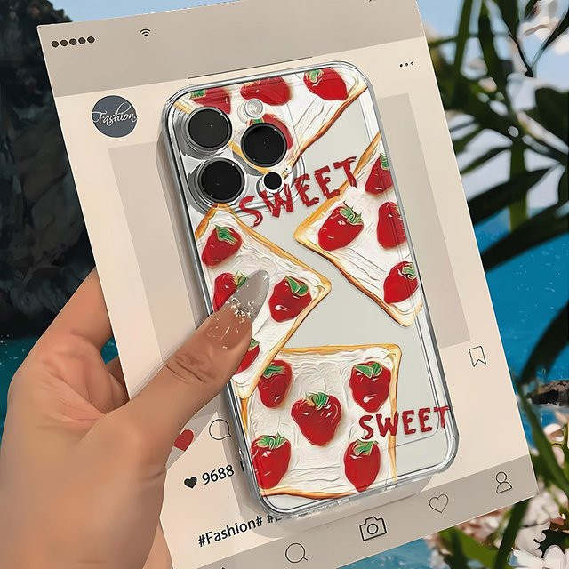 Transparente Schutzhülle mit Erdbeeren und Kirschen für Apple iPhone Modelle, weiche und sturzsichere Handyhülle - Bild 1