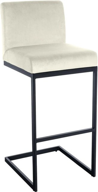 DELUKE Barhocker GANOR Barstuhl aus Samt in Creme mit Lehne und modernem Design, B/T/H: 43 x 53 x 104 cm - Bild 1