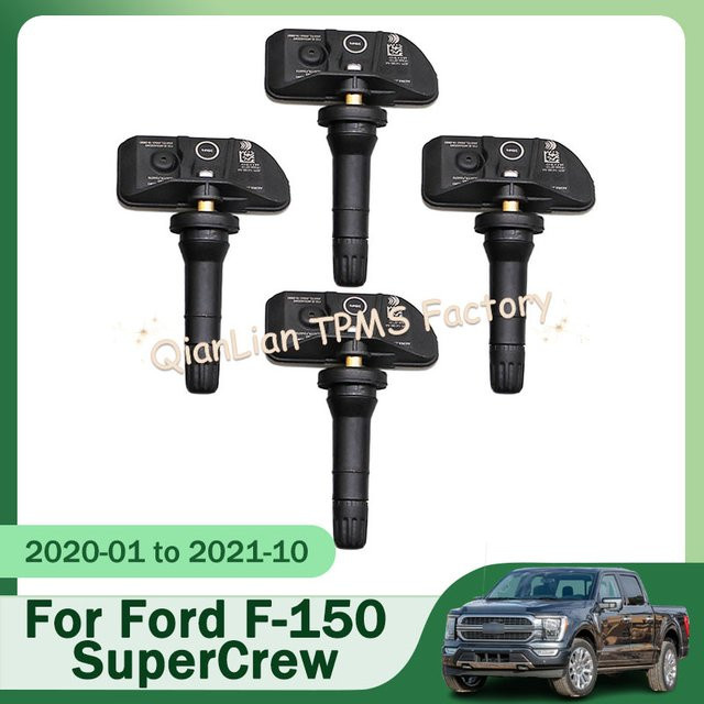 4er Set GANGLE TPMS Reifendruckkontrollsystem JX7T-1A180-AA für Ford F-150 SuperCrew Reg Ext, 315 MHz, Schwarz - Bild 1