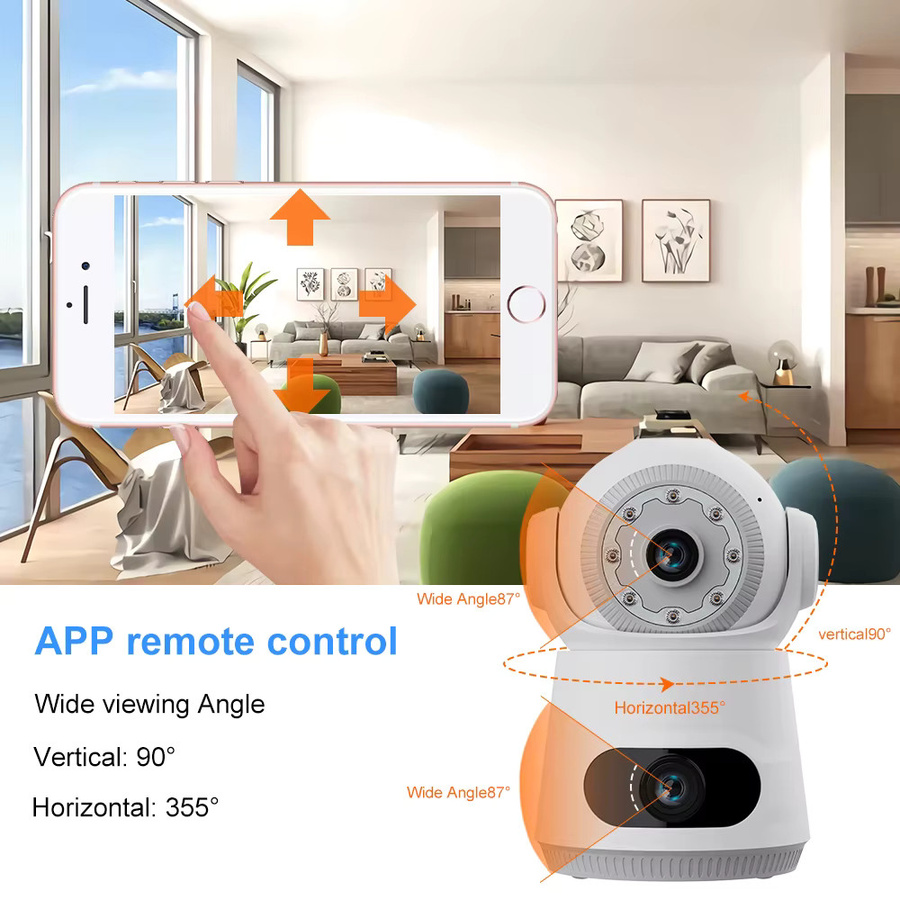 V380 4G-Kamera mit SIM-Karte, 8 MP 4K Dual-Objektiv mit Dual-Screen, Zwei-Wege-Audio, IP-Überwachungskamera für Heimsicherheit und Babyphone, Weiß - Bild 4