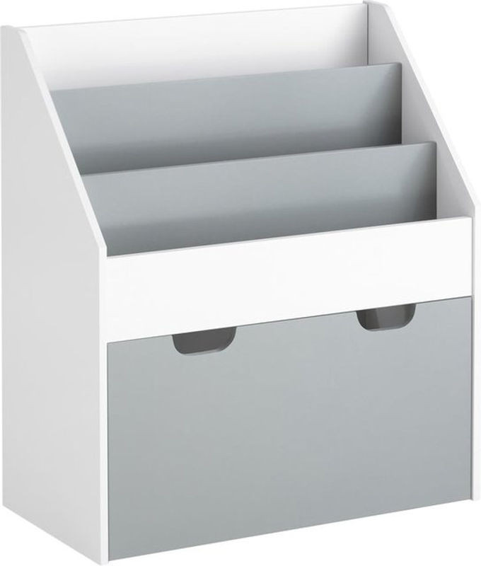 SoBuy Kinderregal mit 3 Ablagefächern und herausnehmbarer Spielzeugtruhe, Weiß/Grau, B/T/H: 70 x 30 x 63 cm - Bild 1