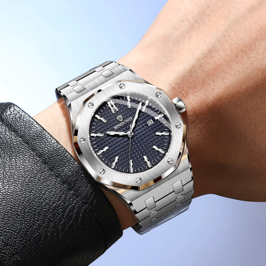BINBOND Armbanduhr Quarz, Edelstahl, Silber, Herren - Bild 3