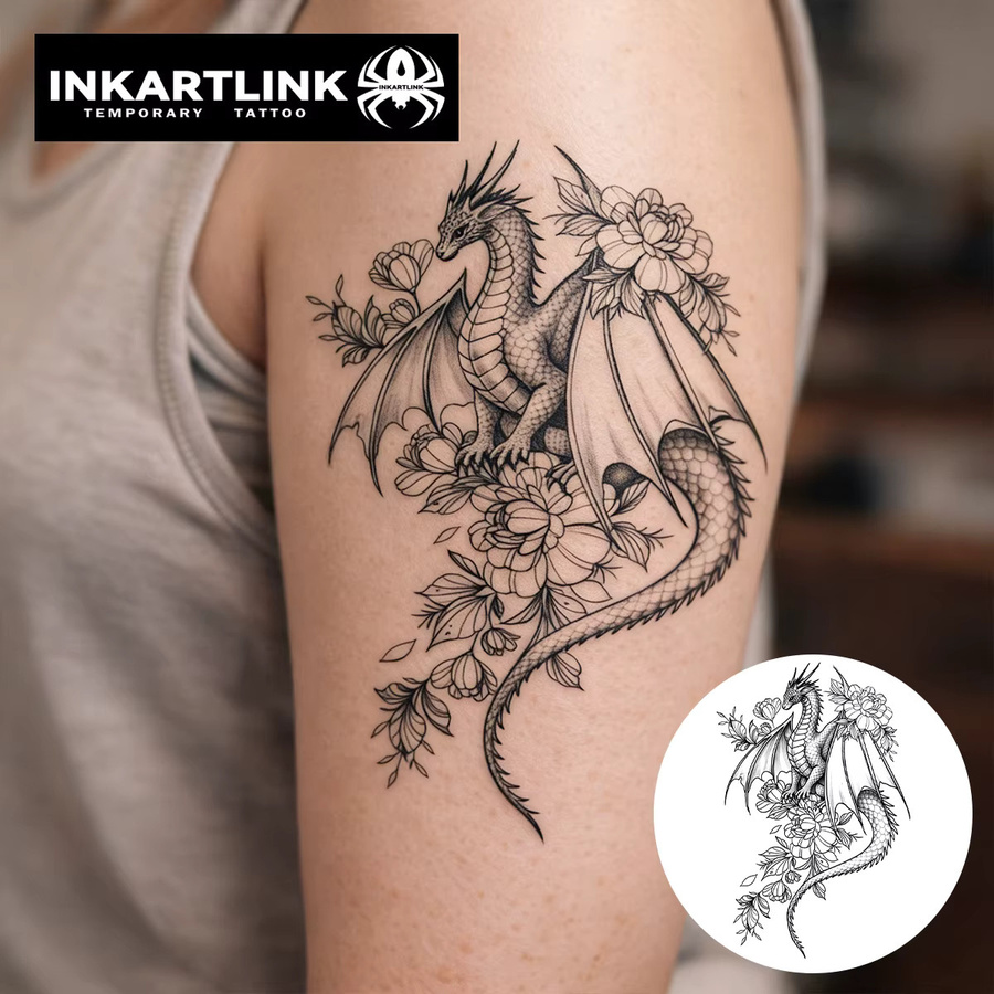 INKARTLINK Vintage Drachen-Saft Tattoo-Patch, wasserfest - Bild 2