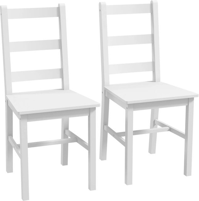 HOMCOM Esszimmerstühle aus Kiefernholz in Weiß, B/T/H: 46 x 41,5 x 90 cm - Bild 1