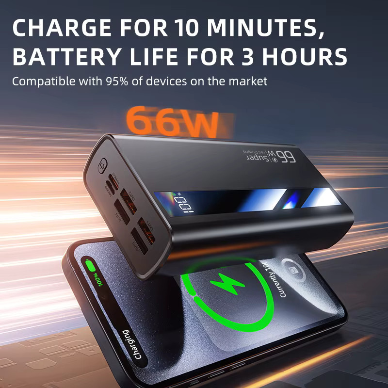 YVOER Powerbank 60000mAh mit 66W Superschnellladefunktion in Schwarz, kompatibel mit Android und iOS - Bild 5