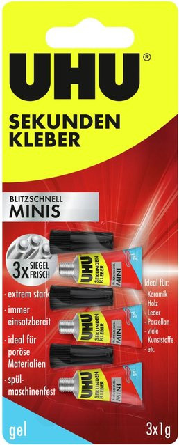 Uhu Sekundenkleber Blitzschnell Minis Gel 3 x 1 g - Bild 1
