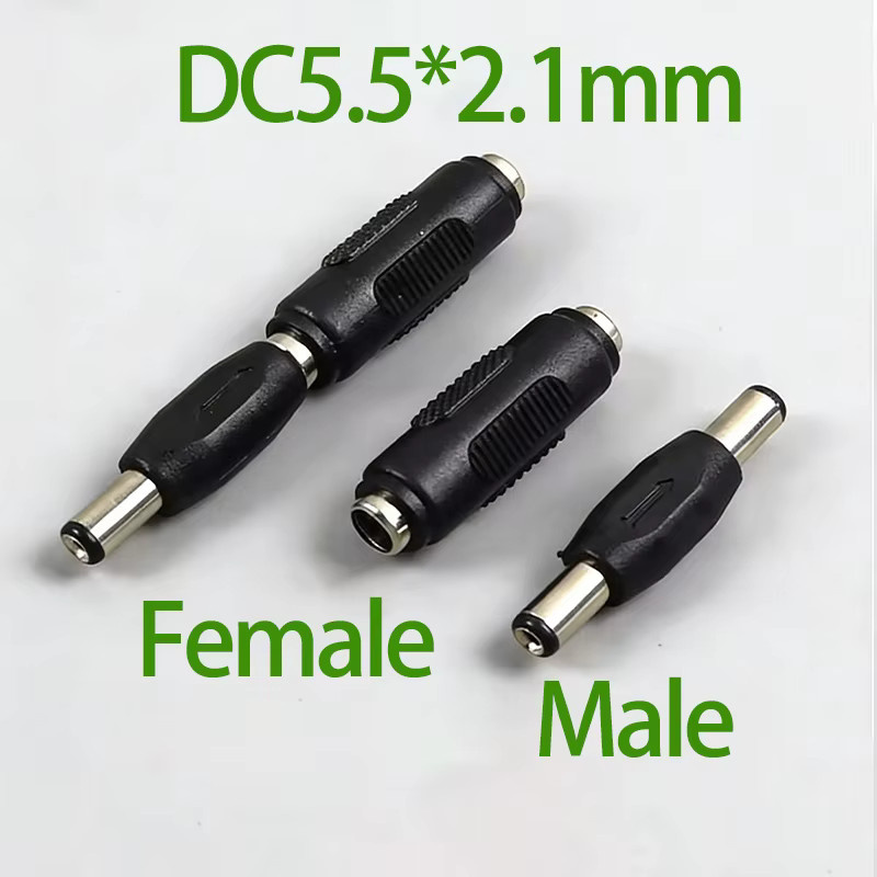 JCD DC Power Adapter Set DC 5,5 x 2,1 mm Stecker auf Stecker und Buchse auf Buchse für CCTV Kamera Panel Montage, Schwarz - Bild 2