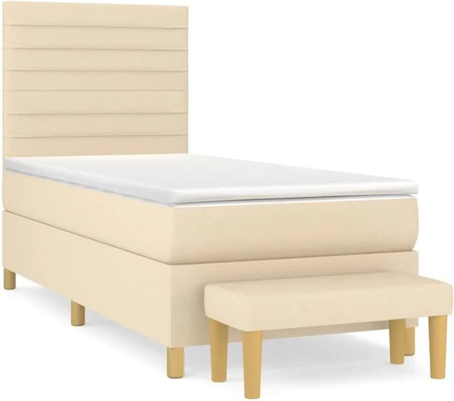 vidaXL Hybrid-Boxspringbett mit Matratze und Kopfteil in Creme, B/T: 100 x 200 cm - Bild 1
