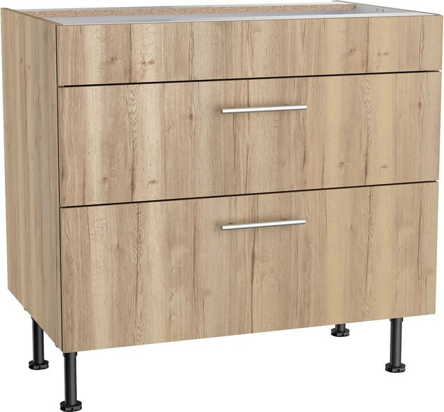 Optifit Küchen-Unterschrank Erik mit 2 Auszügen in WildEiche, B/T/H: 90 x 58,4 x 87 cm - Bild 1