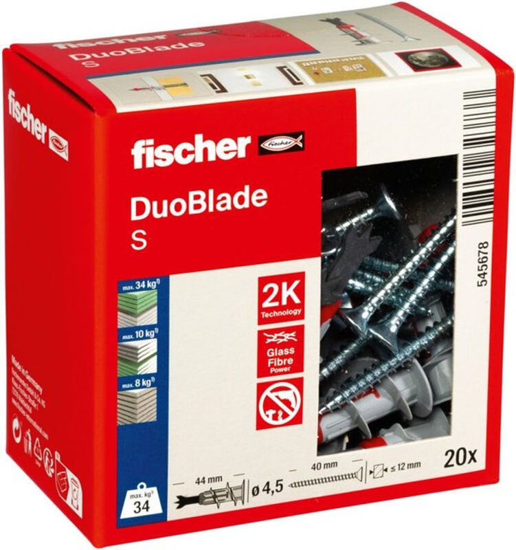 Fischer DUOBLADE S Gipskartondübel aus Nylon in Grau und Schwarz, 44 mm, 20 Stück - Bild 3