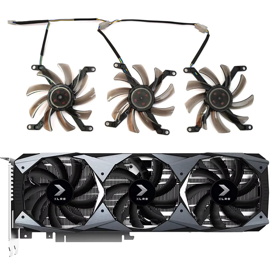 PNY XLR8 Gaming GPU Lüfter Set, 3er Set, Schwarz, passend für RTX 2070 Super, 2080, 2080 Super und 2080 Ti - Bild 1
