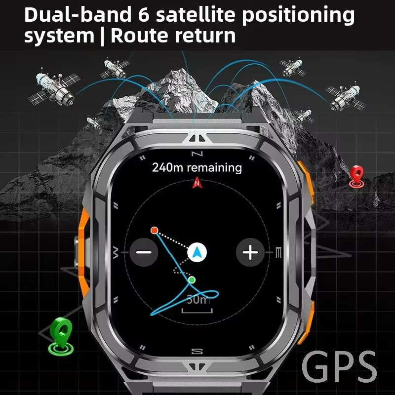 CRTORRS Smartwatch, GPS, 5 ATM, Leder, Schwarz, Herren - Bild 3