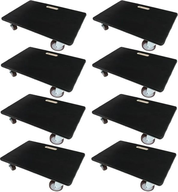 PROREGAL 8er Set Transportroller mit Gummibelag in Schwarz, H x B x T: 15 x 40 x 60 cm, Traglast 500 kg - Bild 1
