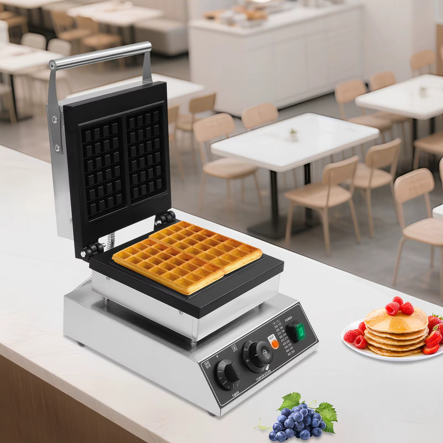 Sweetmile Kommerzielles Waffeleisen mit 2000 W und Antihaftbeschichtung für belgische Brüsseler Waffeln, Silber - Bild 6