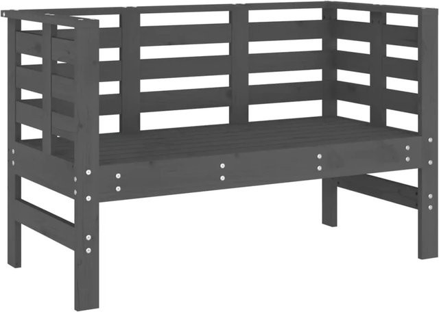 vidaXL Gartenbank aus massivem Kiefernholz in Grau mit Armlehnen und Latten-Design, B/T/H: 111,5 x 53 x 71 cm - Bild 1