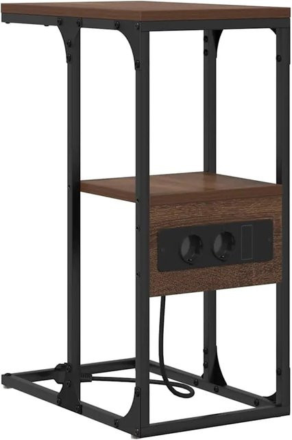 vidaXL Nachttisch in Brauner Eiche, Modernes Design mit Medienfächern, B/T/H: 41,5 x 26 x 60,5 cm - Bild 1