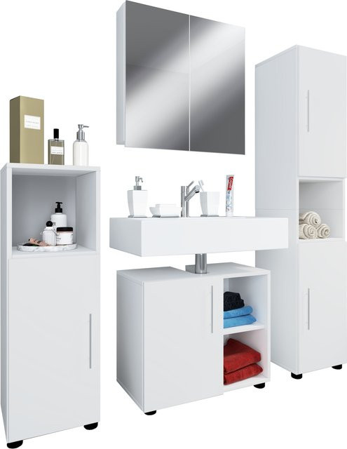 VCM Badmöbelset Flandu III, 4-teilig in Weiß, B/H/T: 122 x 160 x 30 cm - Bild 1