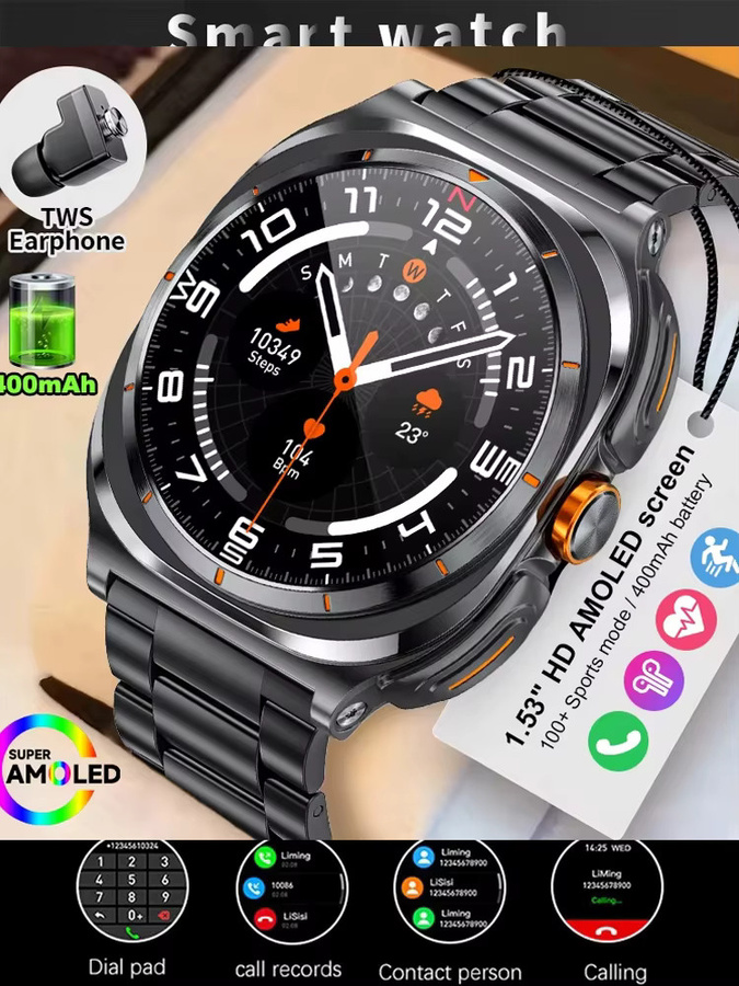 BOALZETD Smartwatch, Edelstahl, Silber, GPS, Schwarz - Bild 6