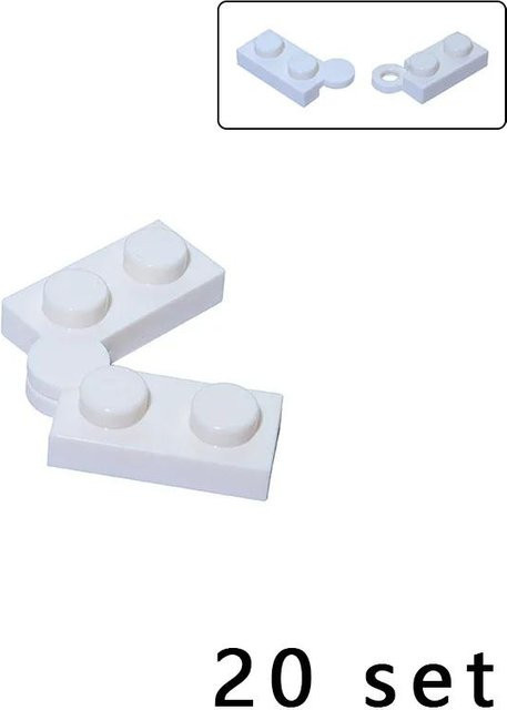 DIY Bausatz Bausteine Scharnierplatte 1x4 Drehgelenk, 20-teiliges Set, weiß, ab 14 Jahren - Bild 1