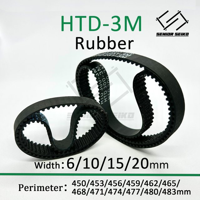 HTD 3M Zahnriemen Schwarz Breite: 6 mm Länge: 450 mm bis 480 mm Synchronriemen geschlossen - Bild 1