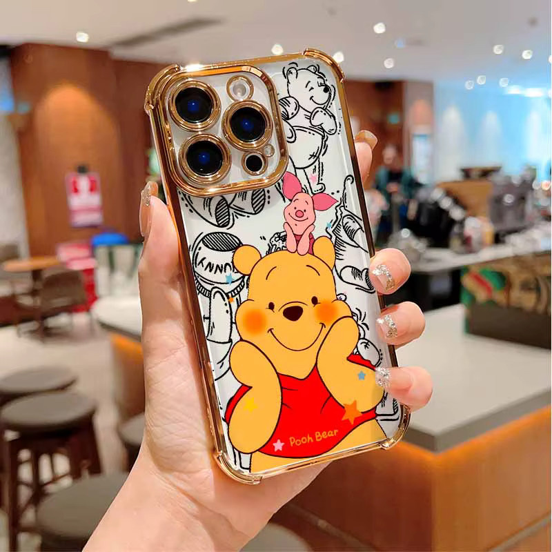 Niedrige Silikon-Handyhülle mit P-Pooh Bear Piglet Motiv für Xiaomi Redmi Note 15 14 13 12 11 10 9 in Multicolour, galvanisiert und sturzsicher - Bild 1