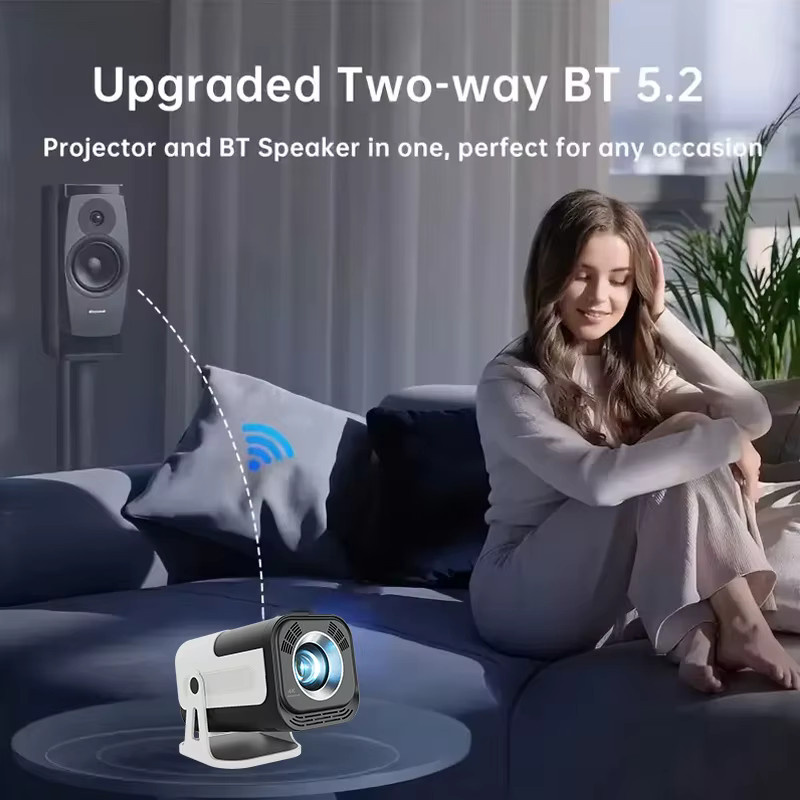 H96 MAX Mini-Projektor Tragbar mit Android 13, 720P Native Auflösung, WiFi6 und Bluetooth 5.0, 180 Grad drehbar, 4K-Unterstützung, Weiß - Bild 4