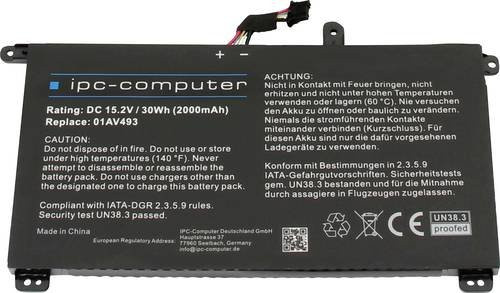 Lenovo Notebook-Akku 01AV493 in Schwarz mit 15.2V und 2000 mAh - Bild 1